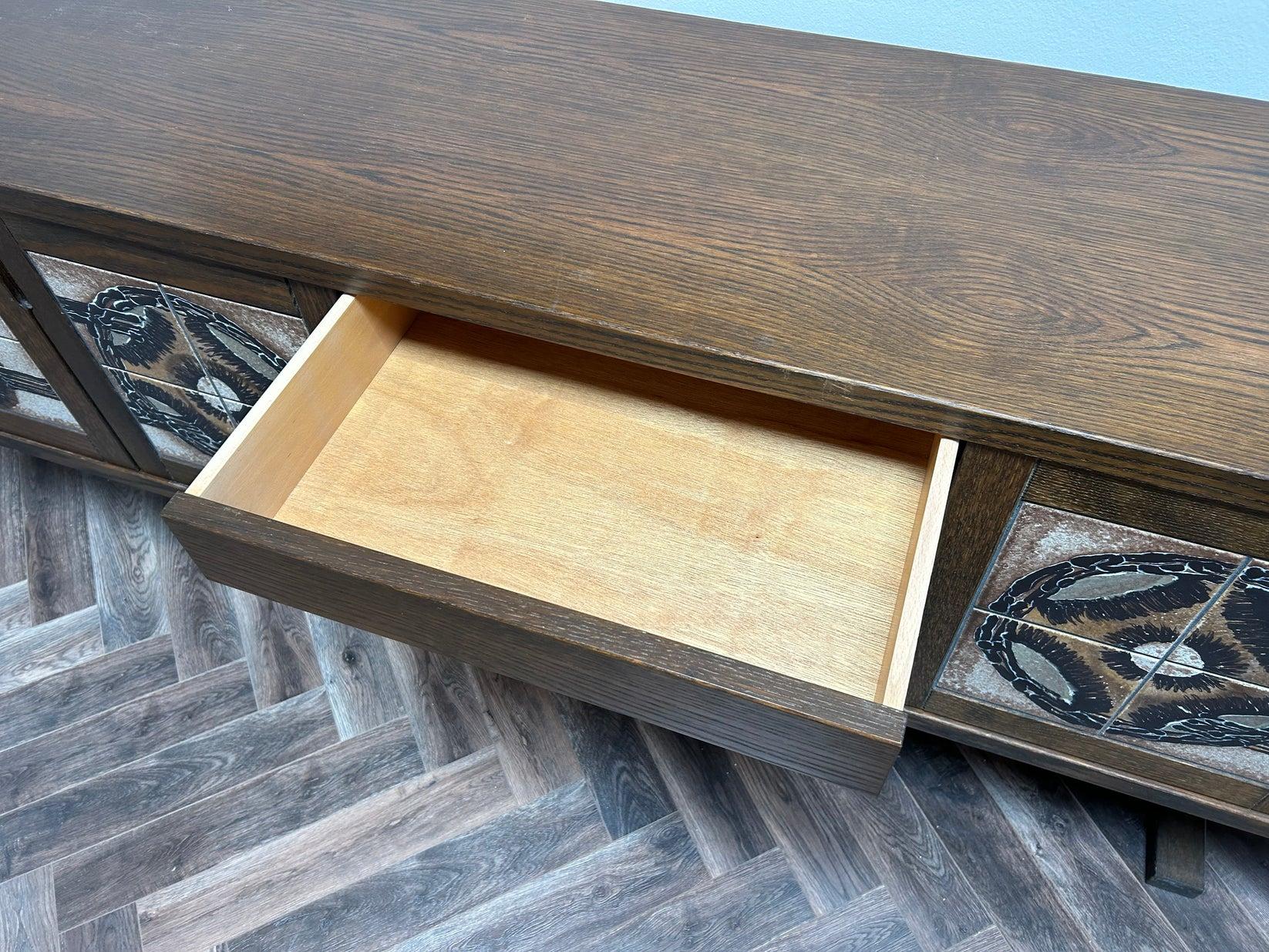 Brutalist Credenza With Ceramic Tile front In Good Condition For Sale In Los Angeles, CA