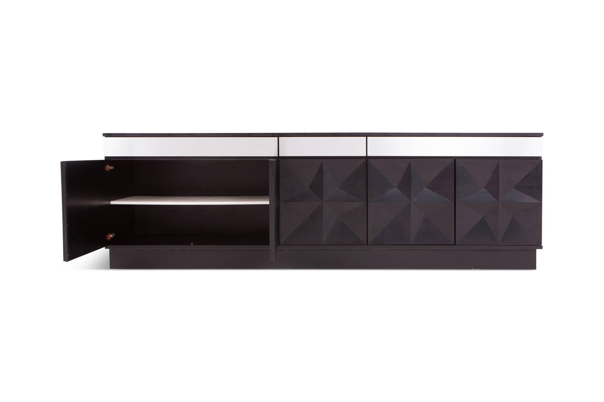 Belgian Brutalist credenza with geometric pattern