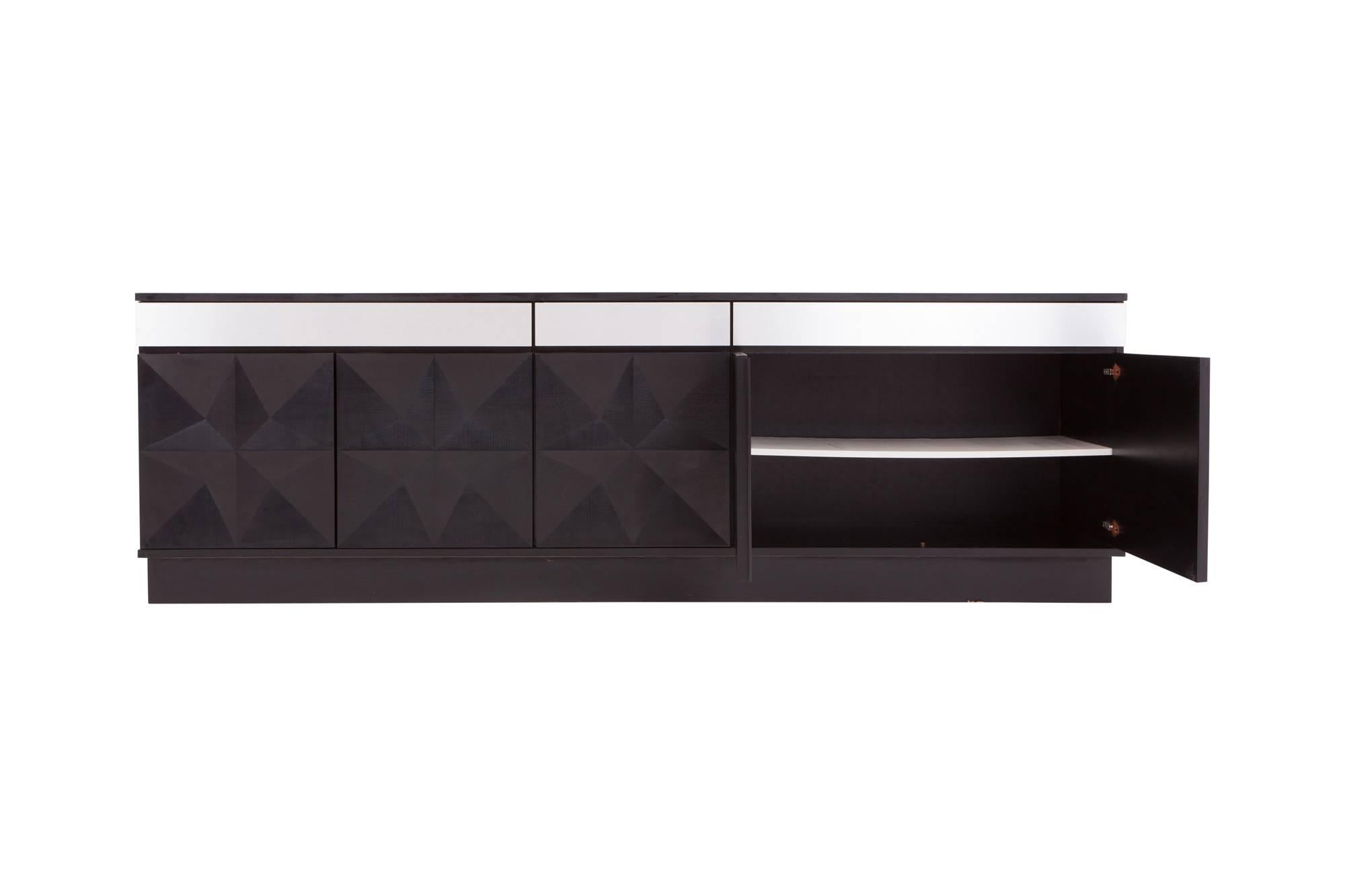 Mid-20th Century Brutalist credenza with geometric pattern