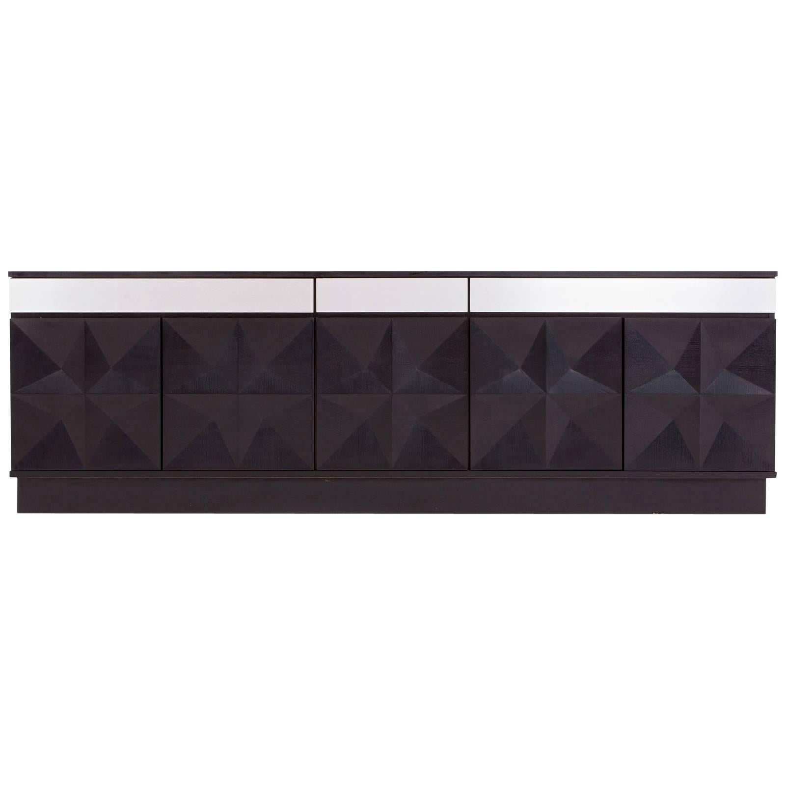 Brutalist credenza with geometric pattern