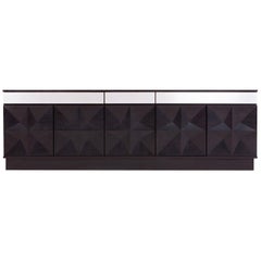 Brutalist Credenza with Geometric Pattern