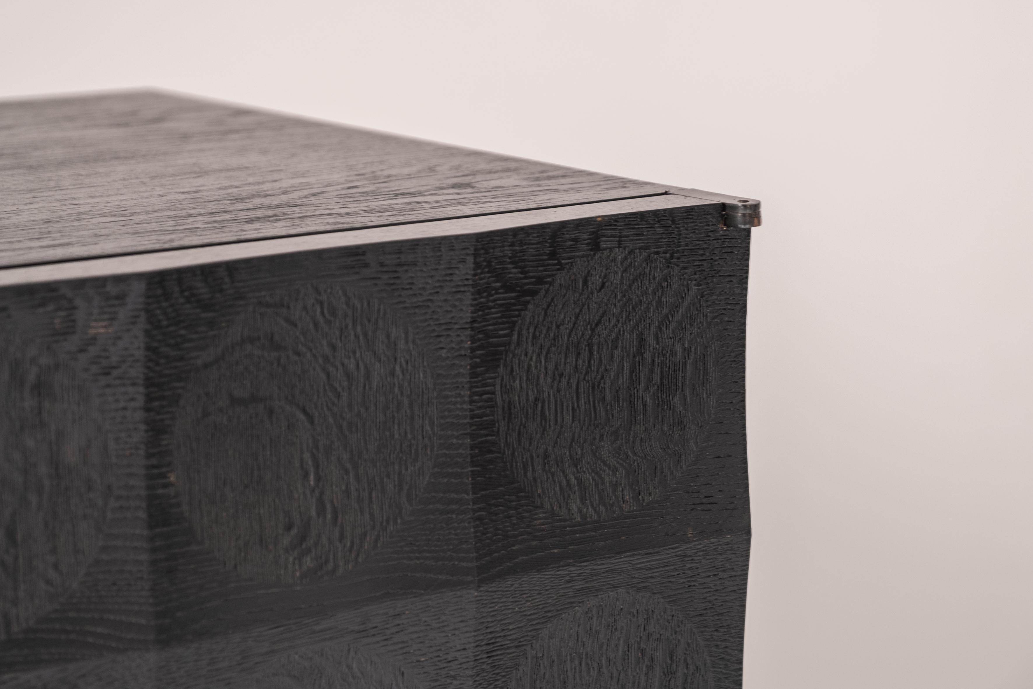 Brutalist Credenzain Black Stained Oak by J. Batenburg for Mi Belgium circa 1969 5