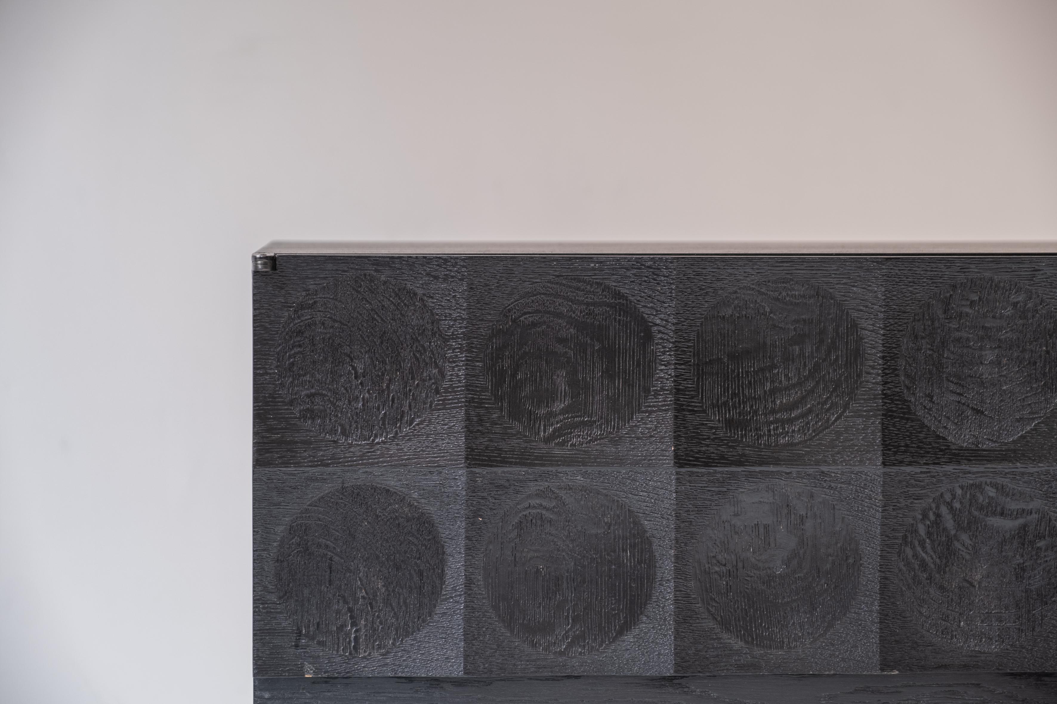 Brutalist Credenzain Black Stained Oak by J. Batenburg for Mi Belgium circa 1969 1