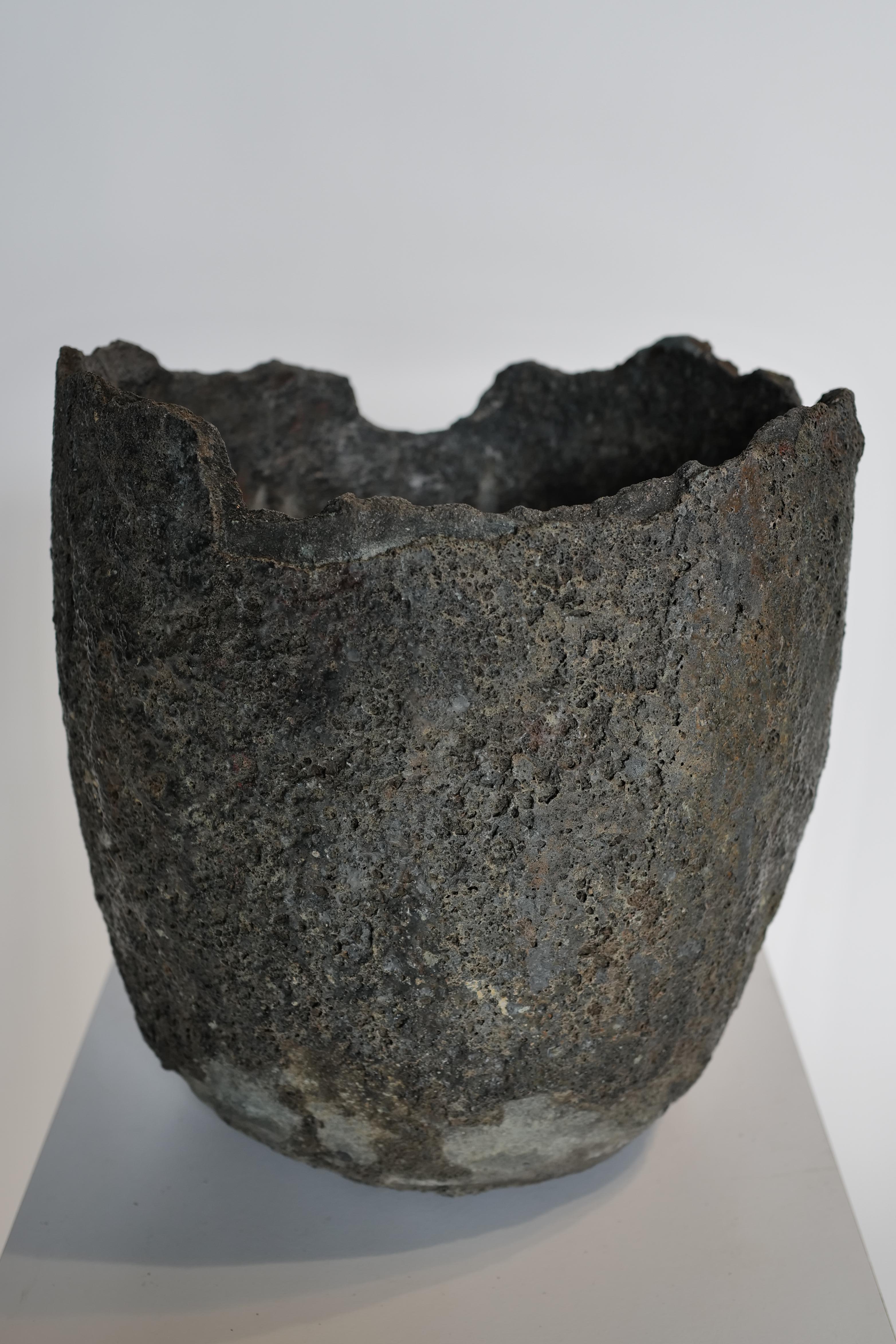 Ceramic Brutalist Crucible Vessel Pot Planter For Sale