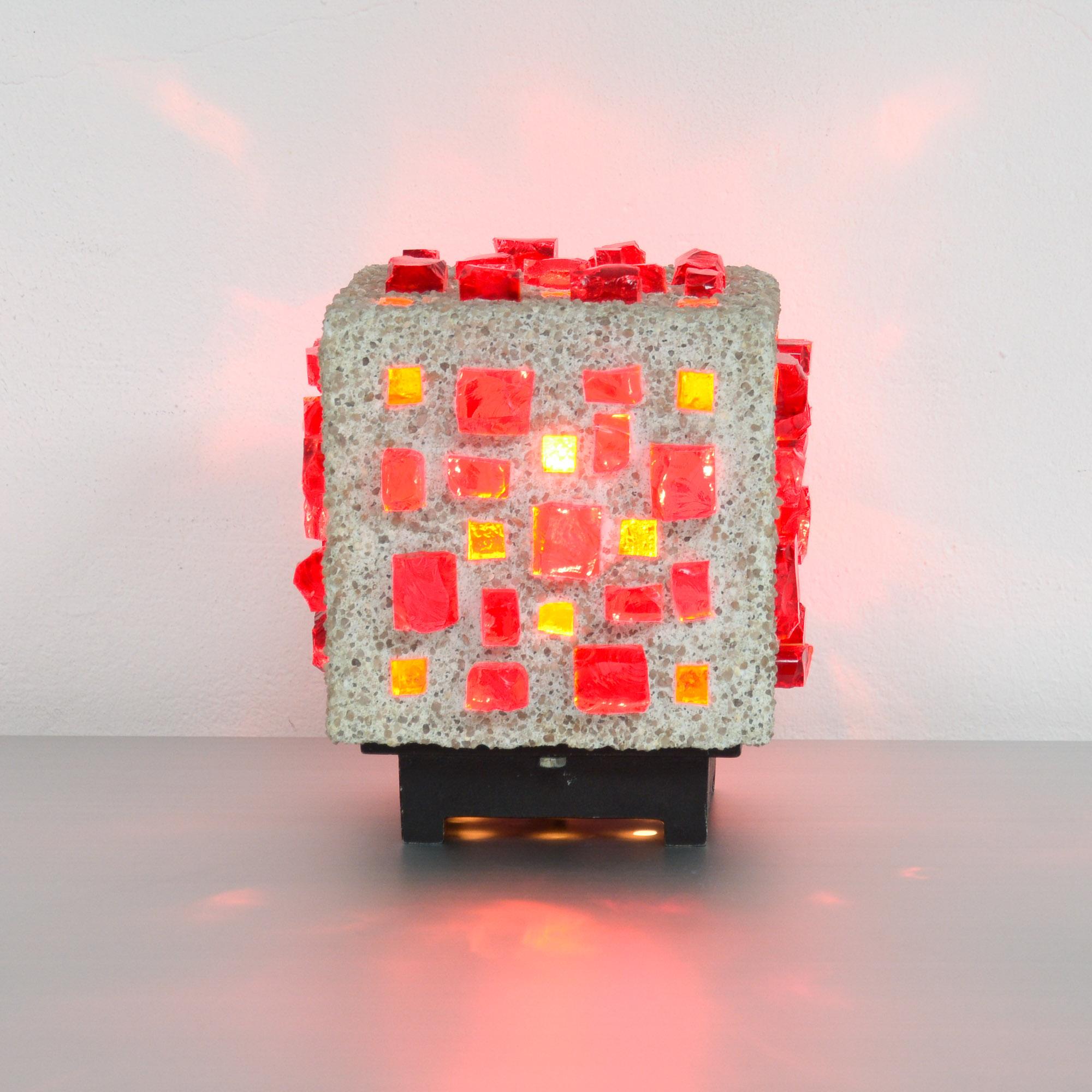 Belgian Brutalist Cube Table Lamp of the 1960s