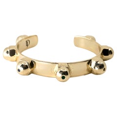 Brutalist Cuff Bracelet Chakra Diamond Sapphire Emerald Gold Plated