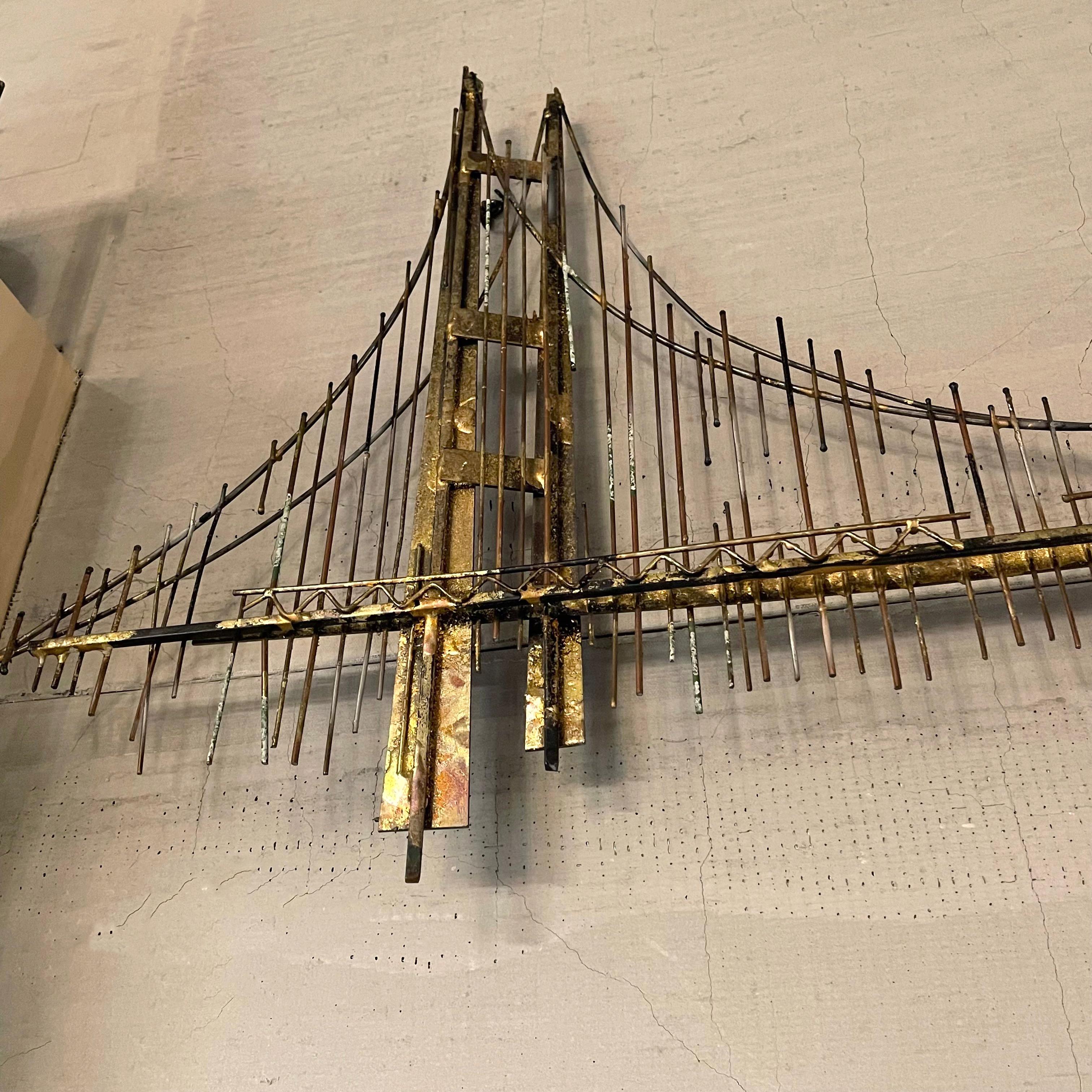 Brass Brutalist Curtis Jere Golden Gate Bridge Wall Sculpture
