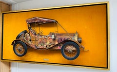 Brutalist Curtis Jere Style Roadster Wall Sculpture Framed