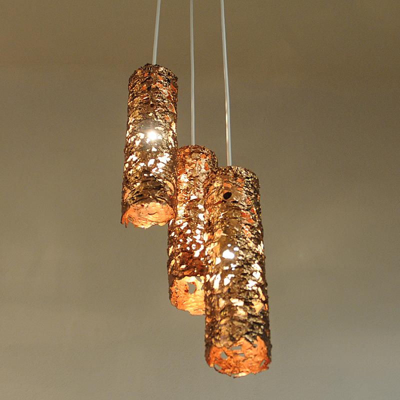 Brutalist Copper Ceilinglamp by Aimo Tukianinen 1960s, Finland In Good Condition In Stockholm, SE