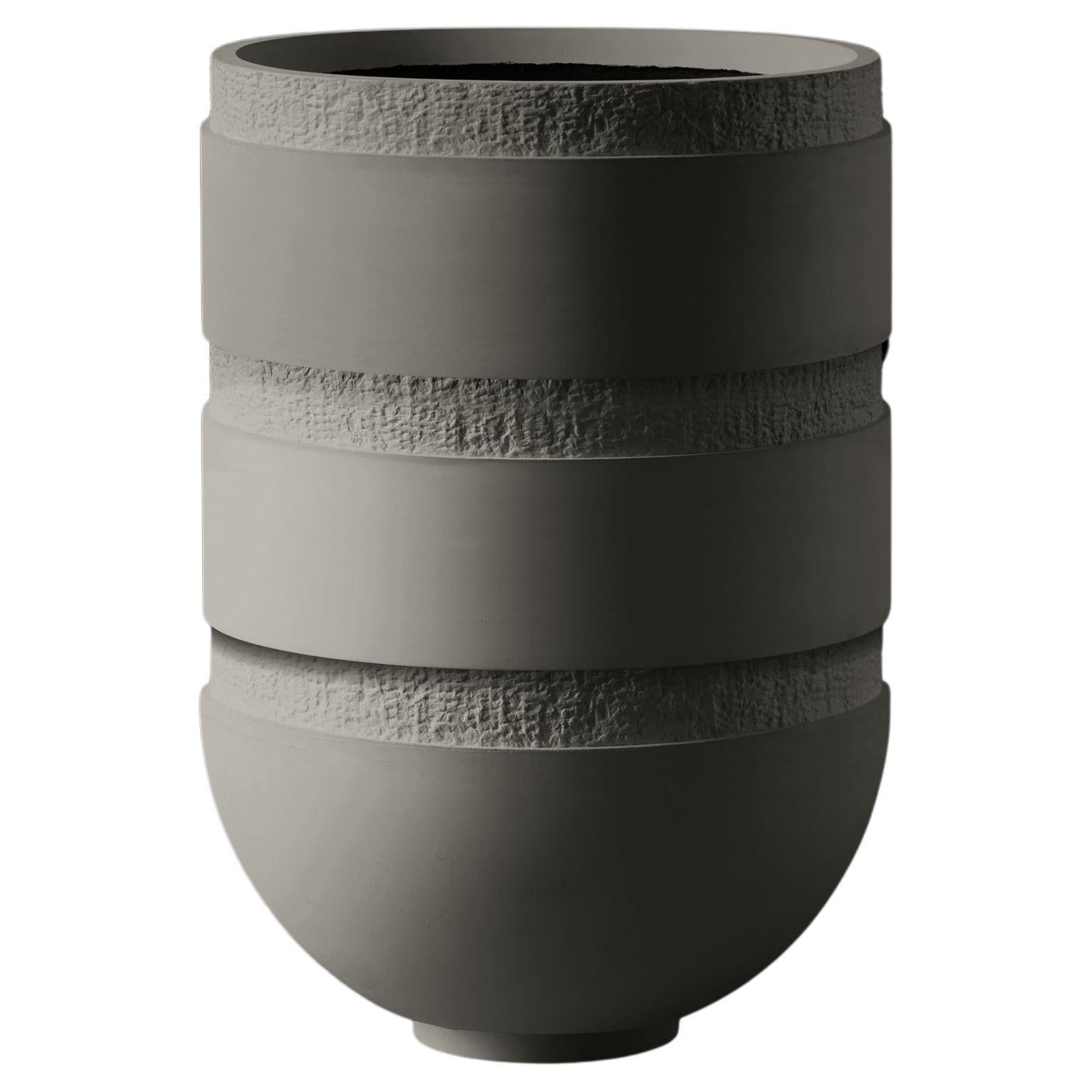 Brutalist cylindrical concrete urn planter, ORION III by Sirak (tall)