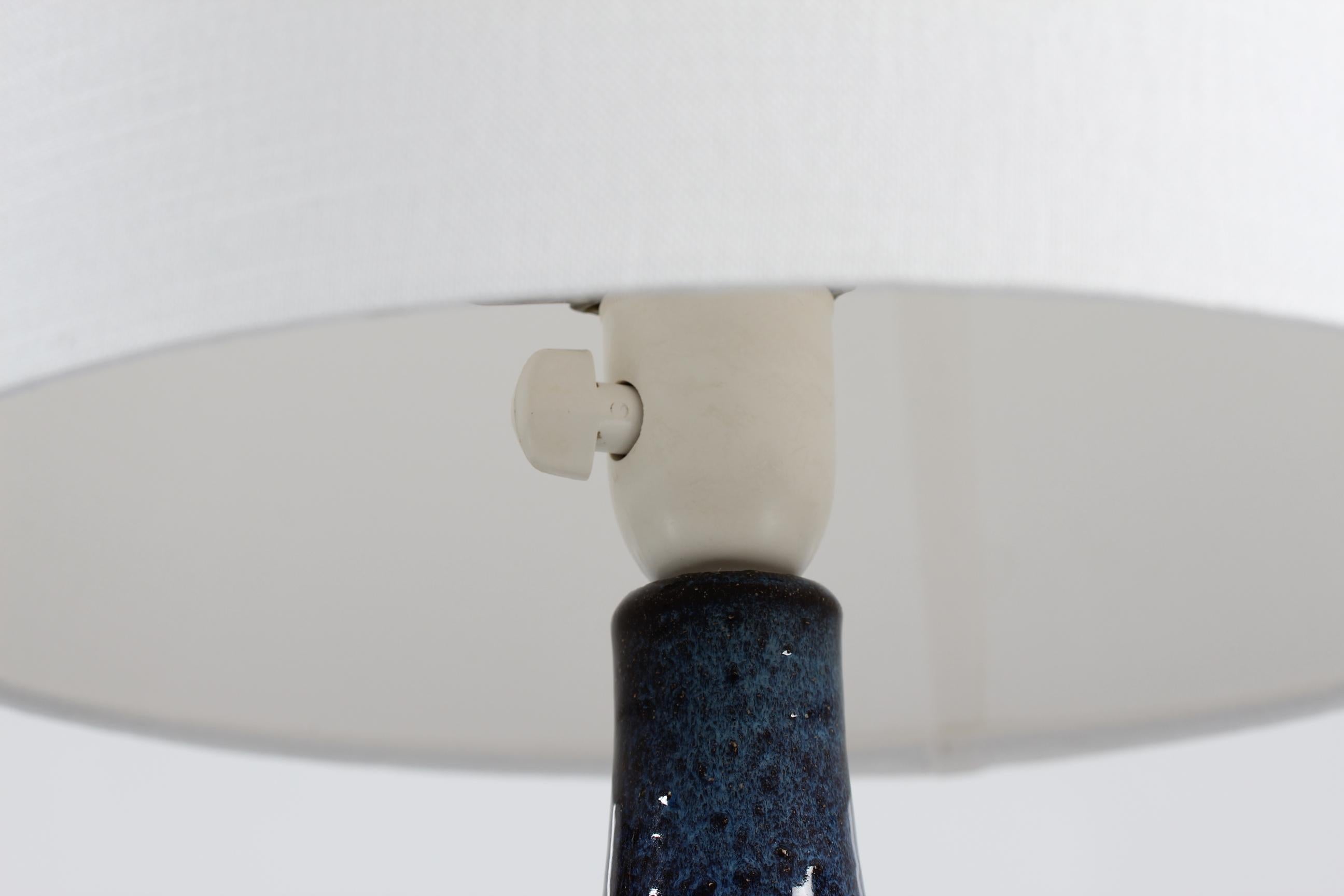 Late 20th Century Brutalist Danish Brown and Blue Ceramic Table Lamp by Sejer Ceramic, 1970s For Sale