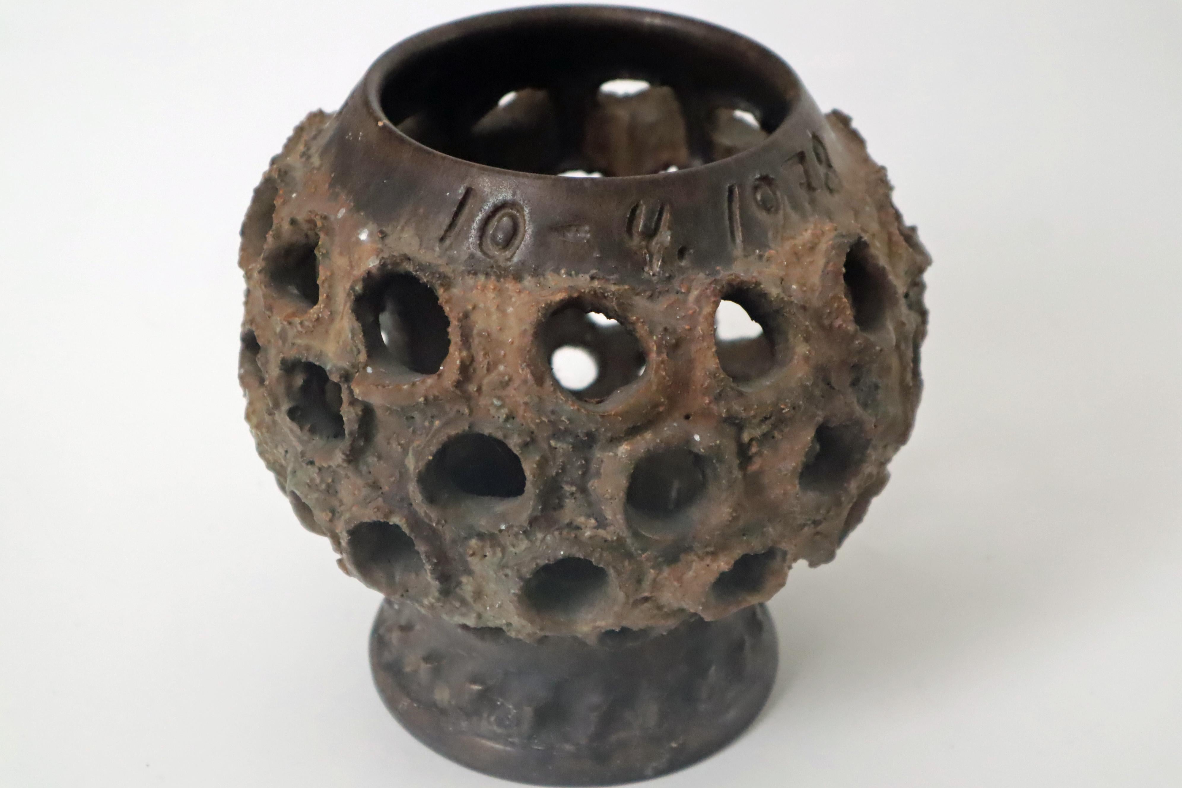 Late 20th Century Brutalist Danish Mid Century Ceramic Candle Holder by Judi Kunst, Denmark 1970 For Sale