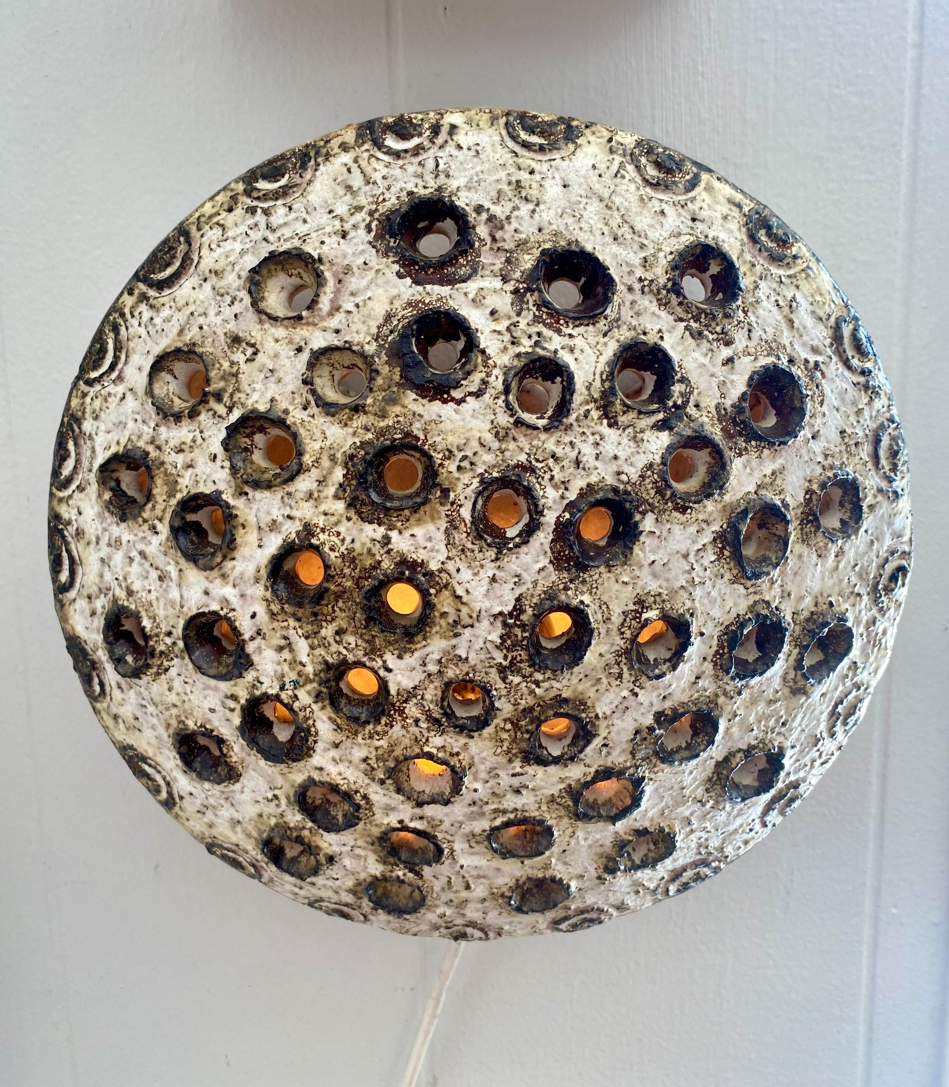 Brutalist Danish Modern Ceramic Sconce, Circa 1960s 1