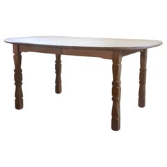 Vintage Brutalist Danish Oak Dining Table in the style of Henning Kjærnulf, 1960s