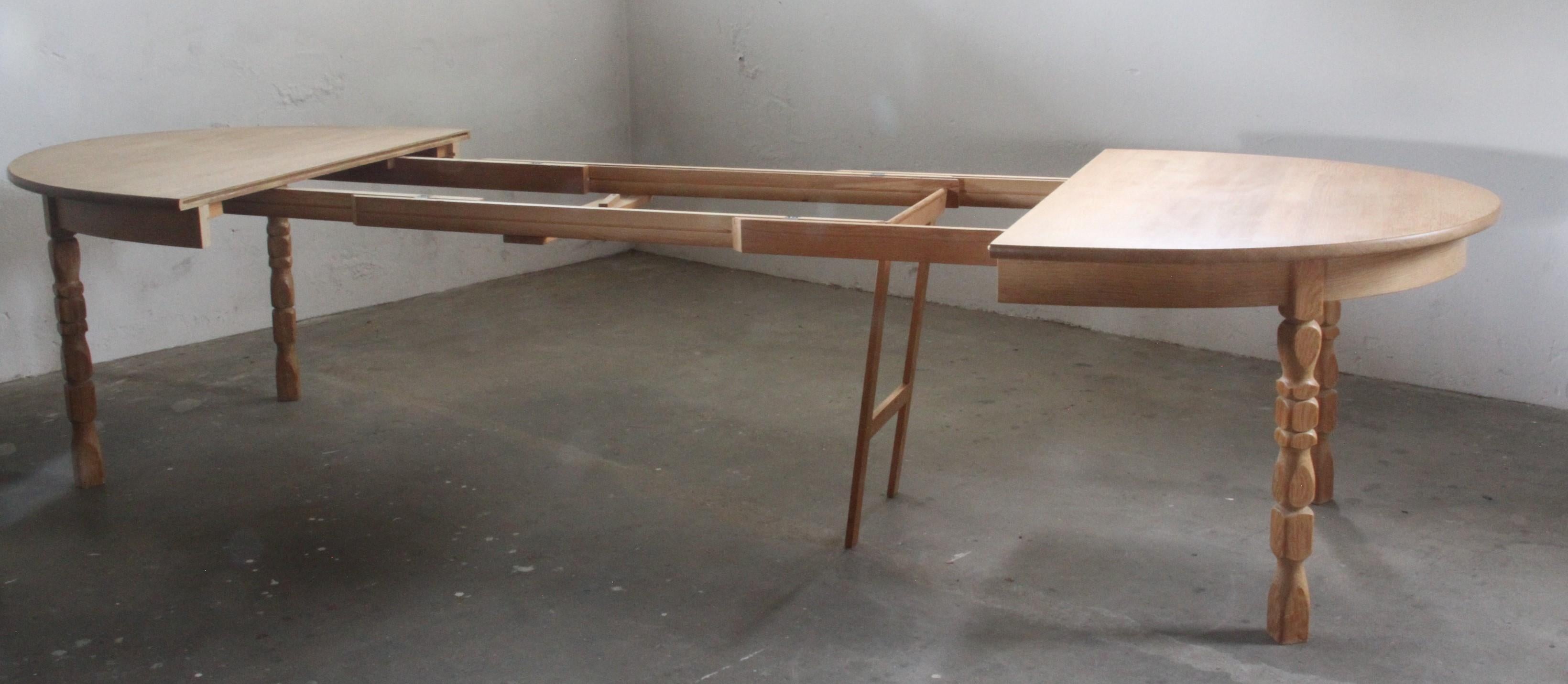 Brutalist Danish Oak Extending Dining Table in the style of Henning Kjærnulf 6