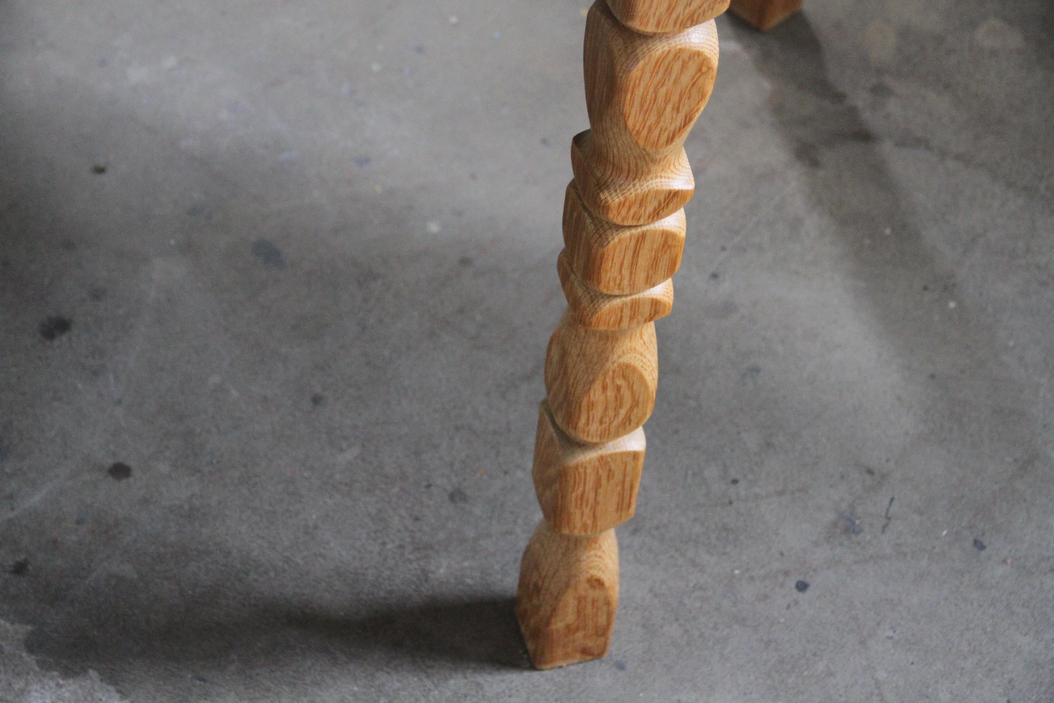 Brutalist Danish Oak Extending Dining Table in the style of Henning Kjærnulf 12