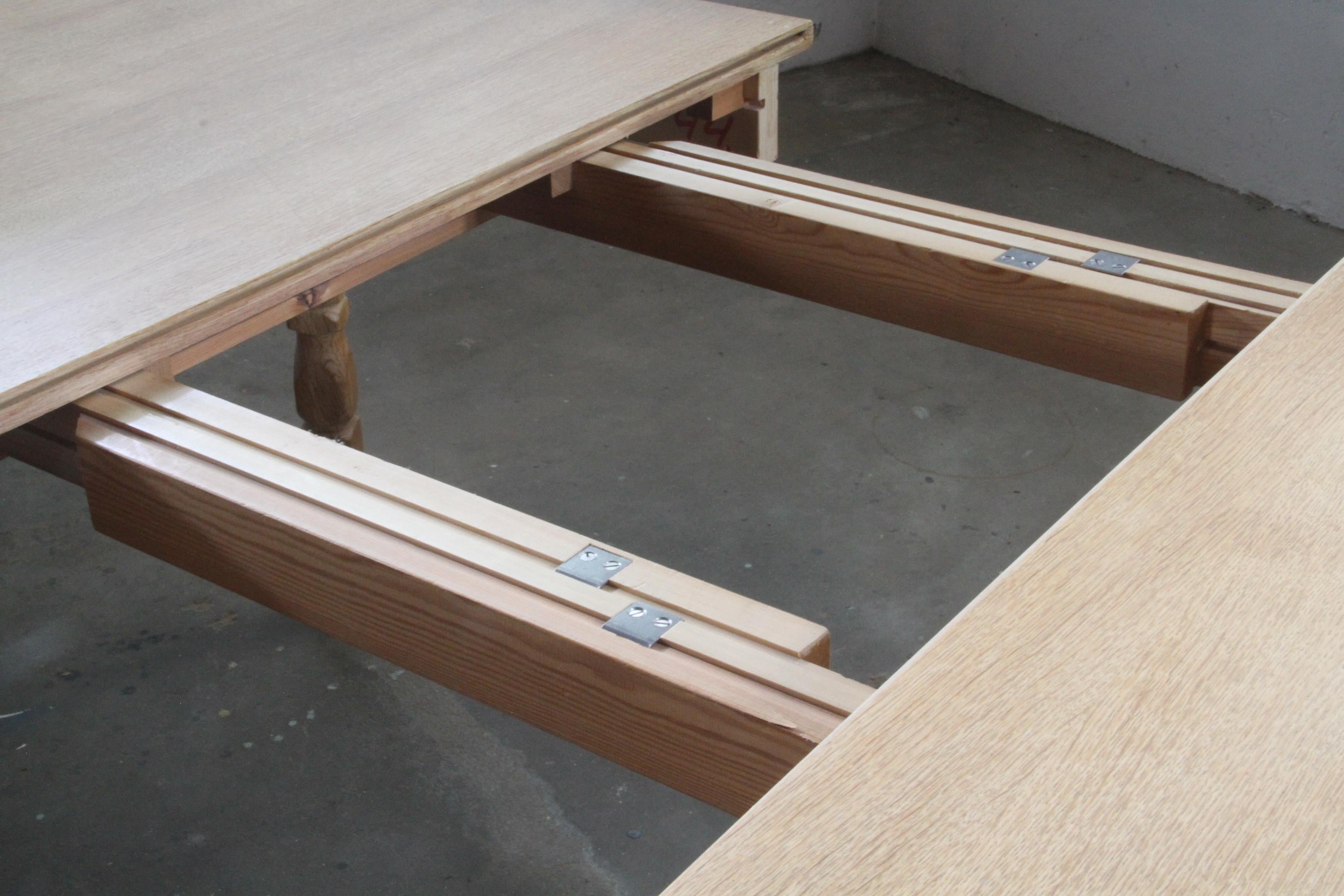 Brutalist Danish Oak Extending Dining Table in the style of Henning Kjærnulf 2