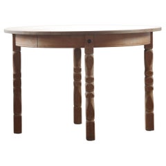 Brutalist Danish Oak Extending Dining Table in the style of Henning Kjærnulf