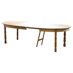 Brutalist Danish Oak Extending Dining Table in the style of Henning Kjærnulf