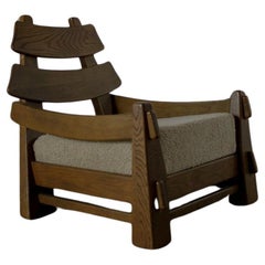 Brutalist Danish Oak Lounge Chairs