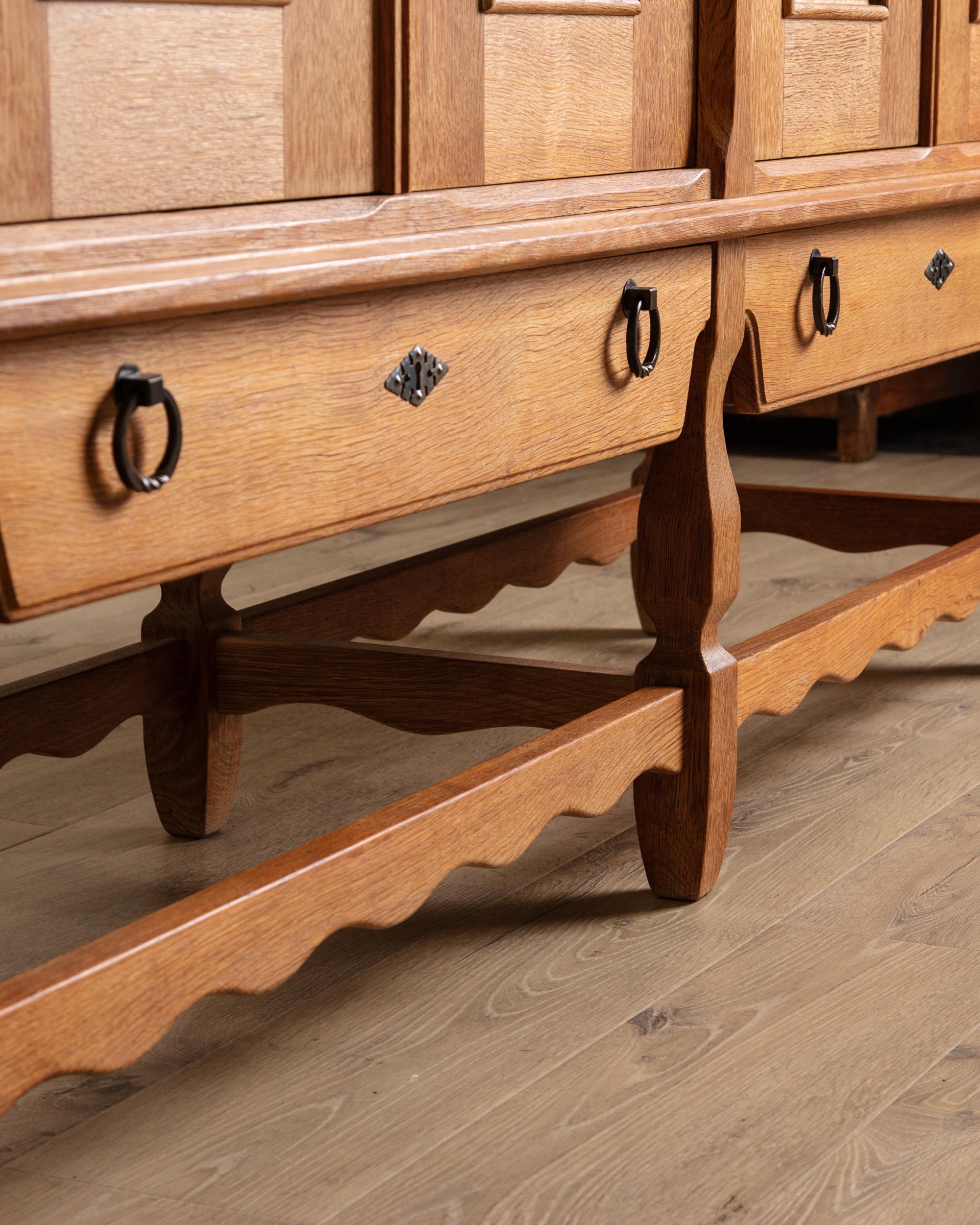 Brutalist Danish Oak Wavy Edge Sideboard by Henning Kjaernulf, 1970's For Sale 5