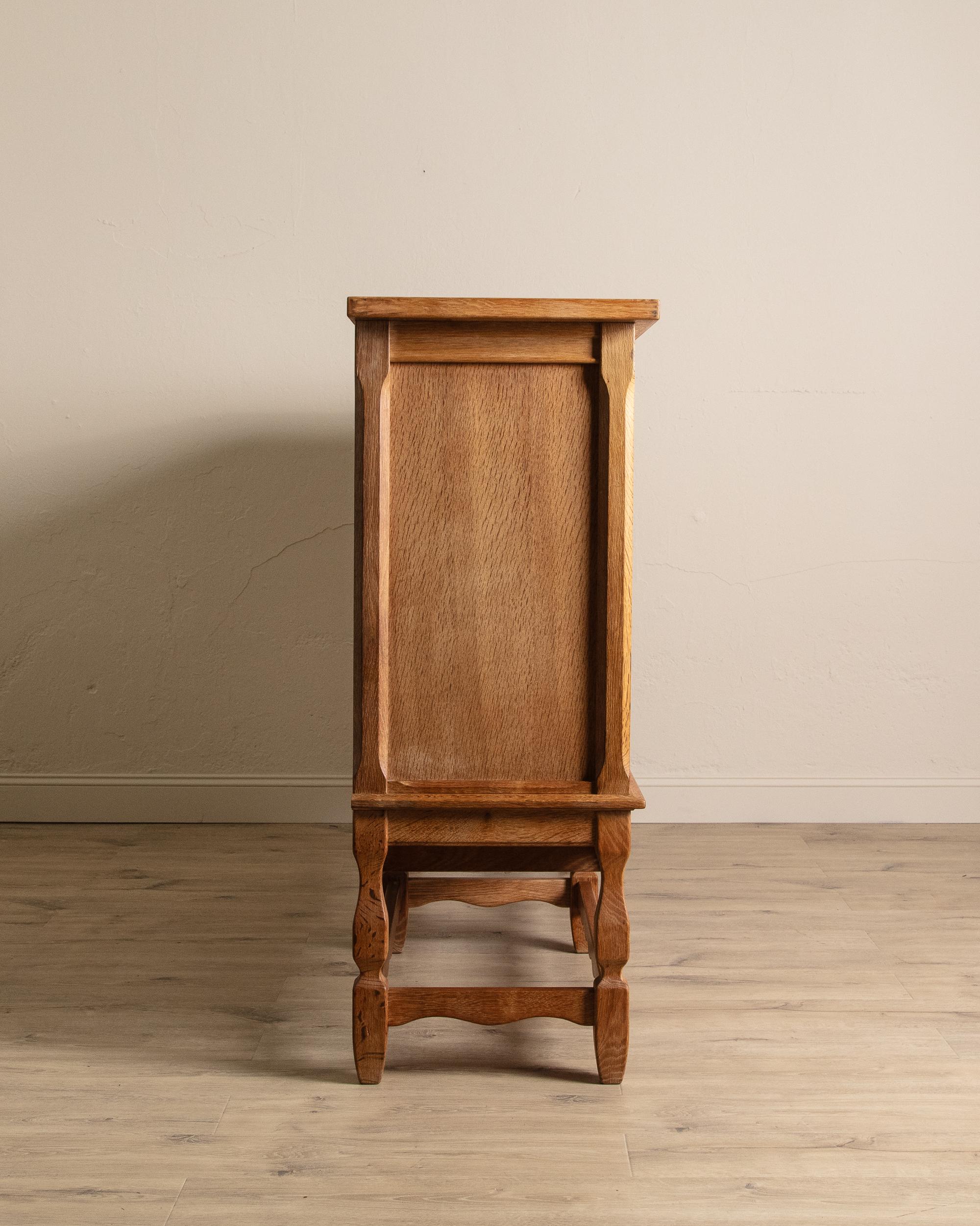 Brutalist Danish Oak Wavy Edge Sideboard by Henning Kjaernulf, 1970's In Good Condition For Sale In Los Angeles, CA