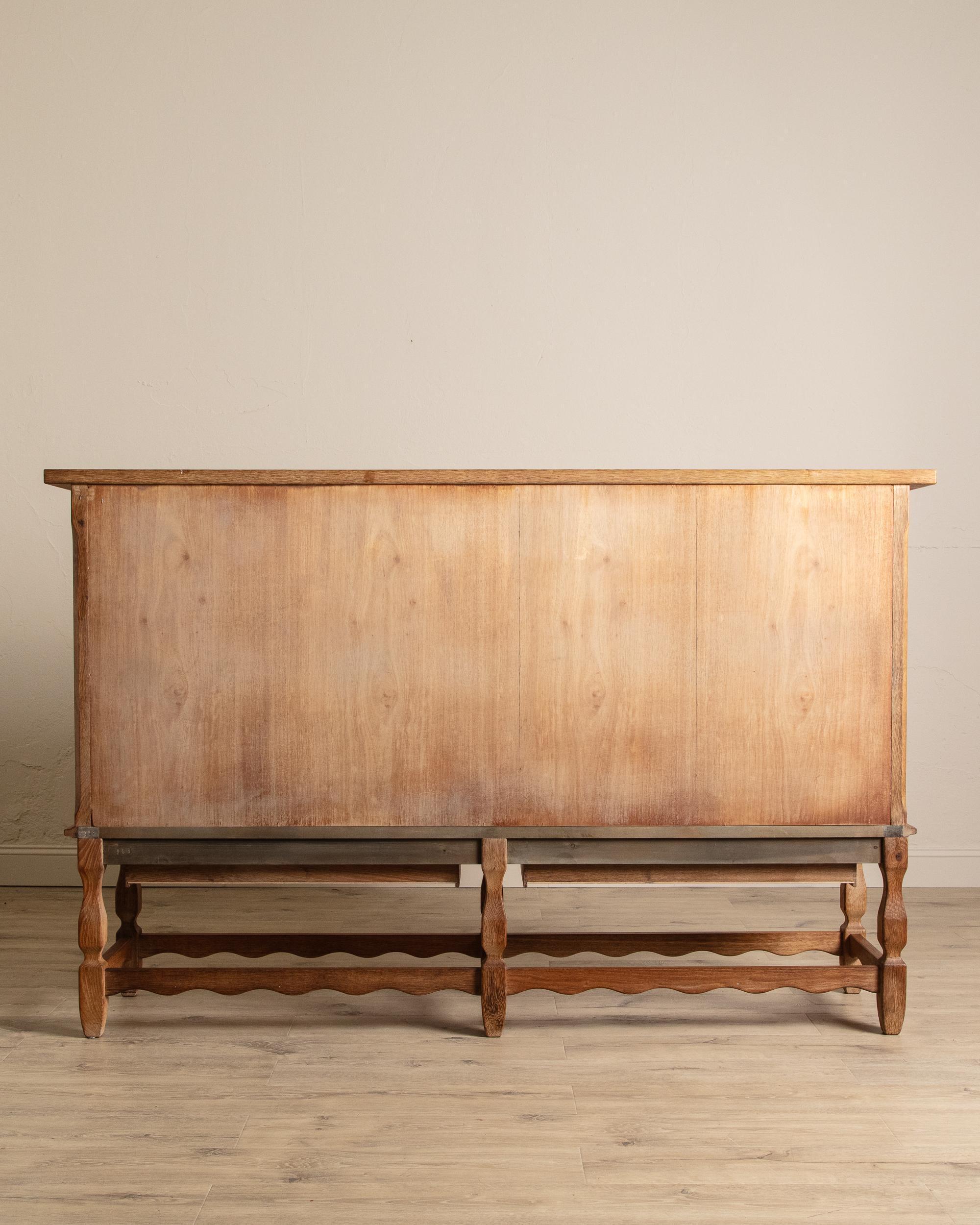 Late 20th Century Brutalist Danish Oak Wavy Edge Sideboard by Henning Kjaernulf, 1970's For Sale