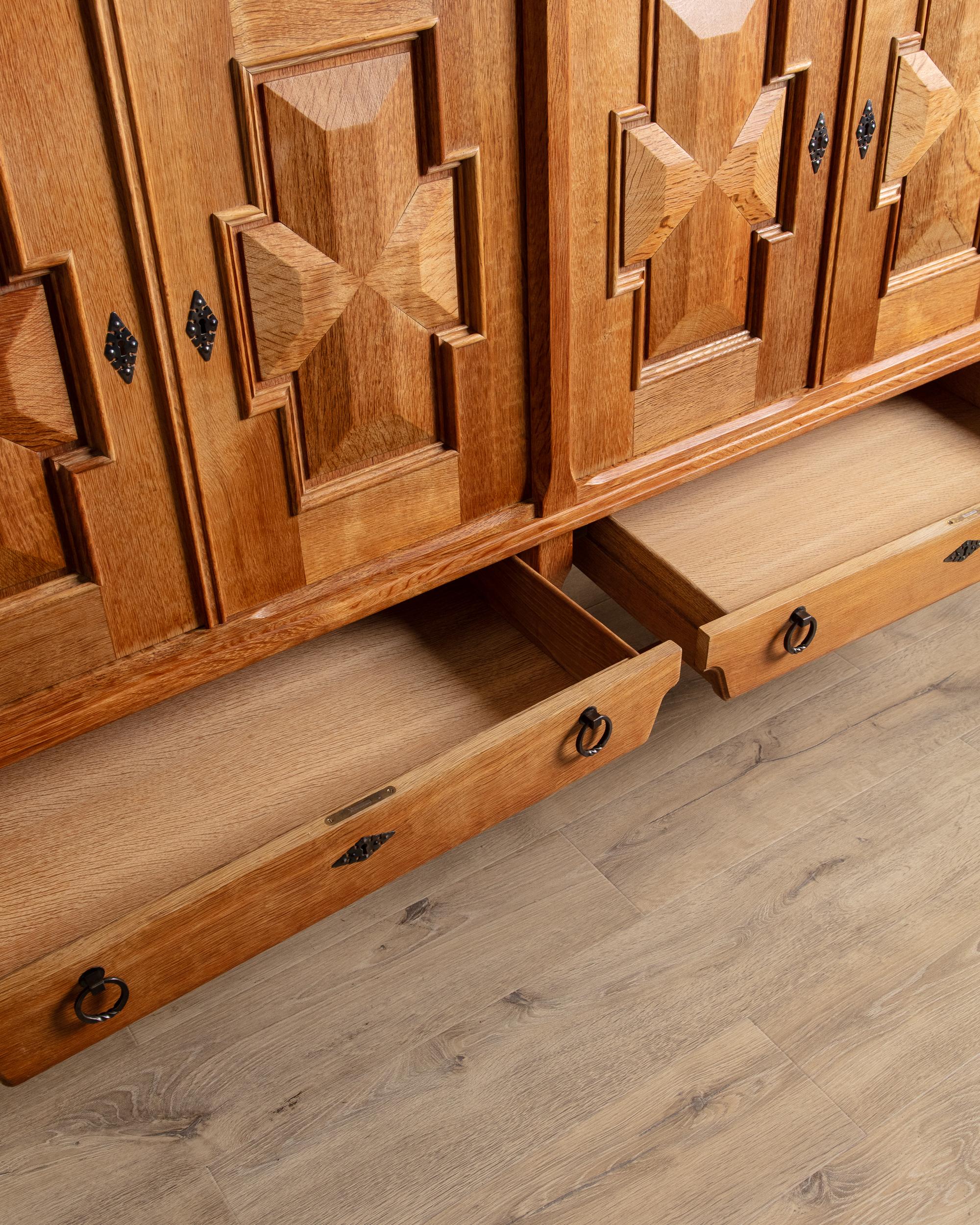 Brutalist Danish Oak Wavy Edge Sideboard by Henning Kjaernulf, 1970's For Sale 4