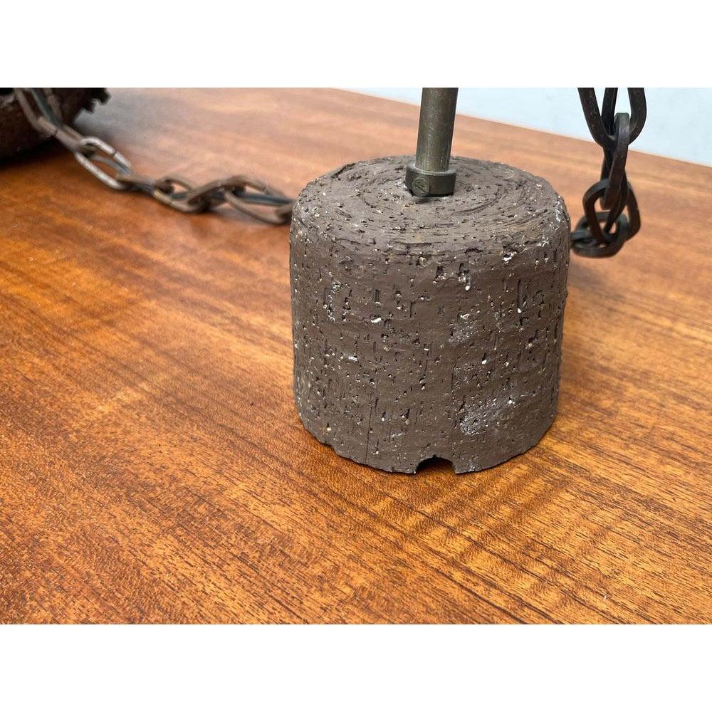 Brutalist Danish Studio Pottery Perforated Ball Pendant Lamp, 1960s For Sale 7