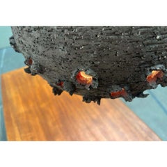 Brutalist Danish Studio Pottery Perforated Ball Pendant Lamp, 1960s