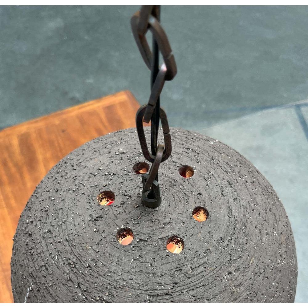 Mid-Century Modern Brutalist Danish Studio Pottery Perforated Ball Pendant Lamp, 1960s For Sale