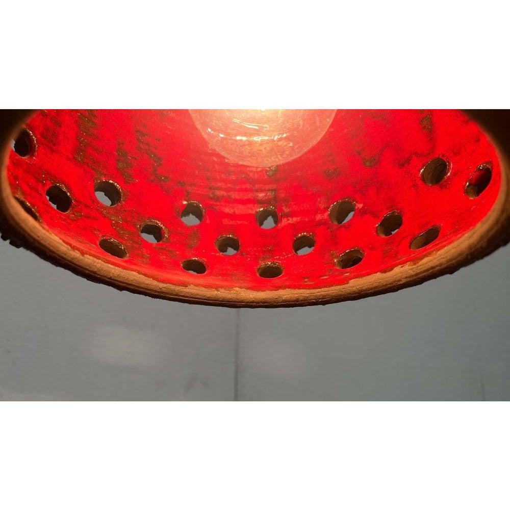 Brutalist Danish Studio Pottery Perforated Ball Pendant Lamp, 1960s In Good Condition For Sale In Hamburg, DE