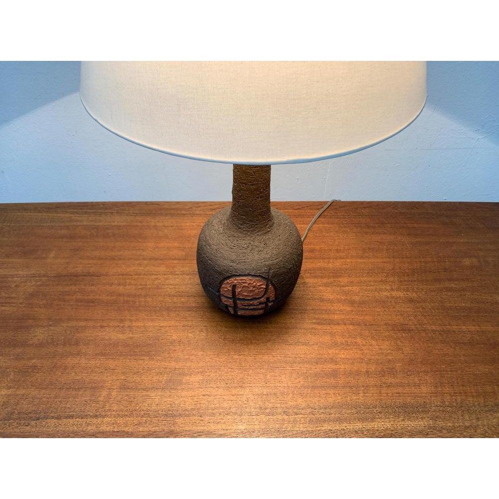20th Century Brutalist Danish Studio Pottery Table Lamp, 1979 For Sale