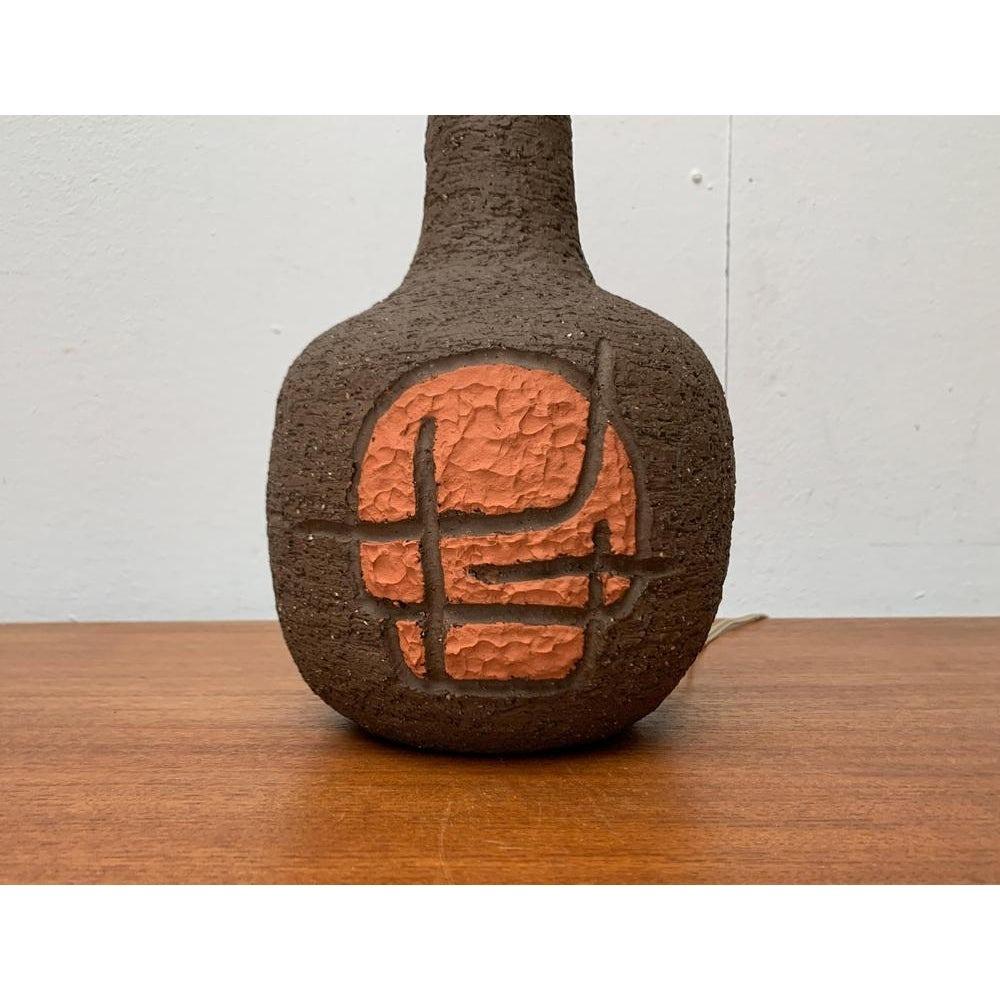 Ceramic Brutalist Danish Studio Pottery Table Lamp, 1979 For Sale