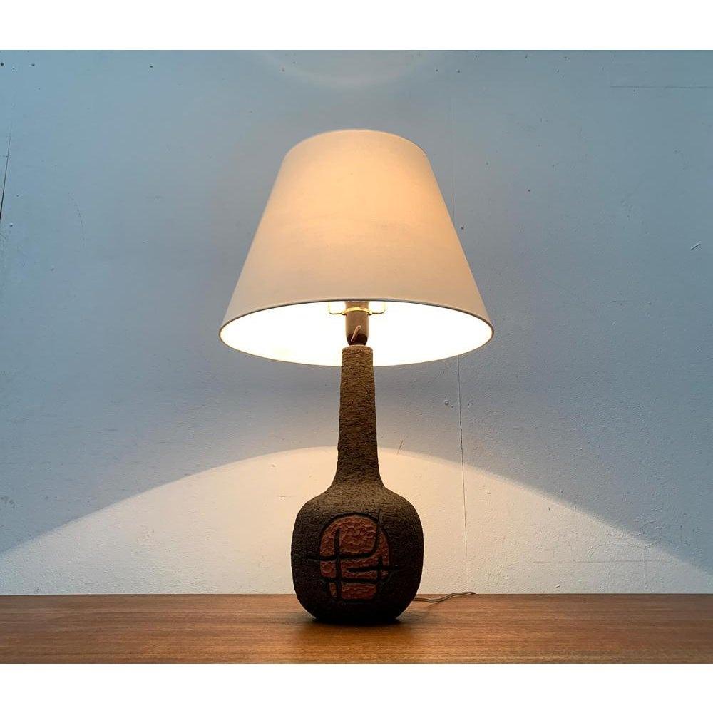 Brutalist Danish Studio Pottery Table Lamp, 1979 For Sale 4