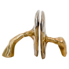 Brutalist David Marshall Bookends in Brass and Aluminium