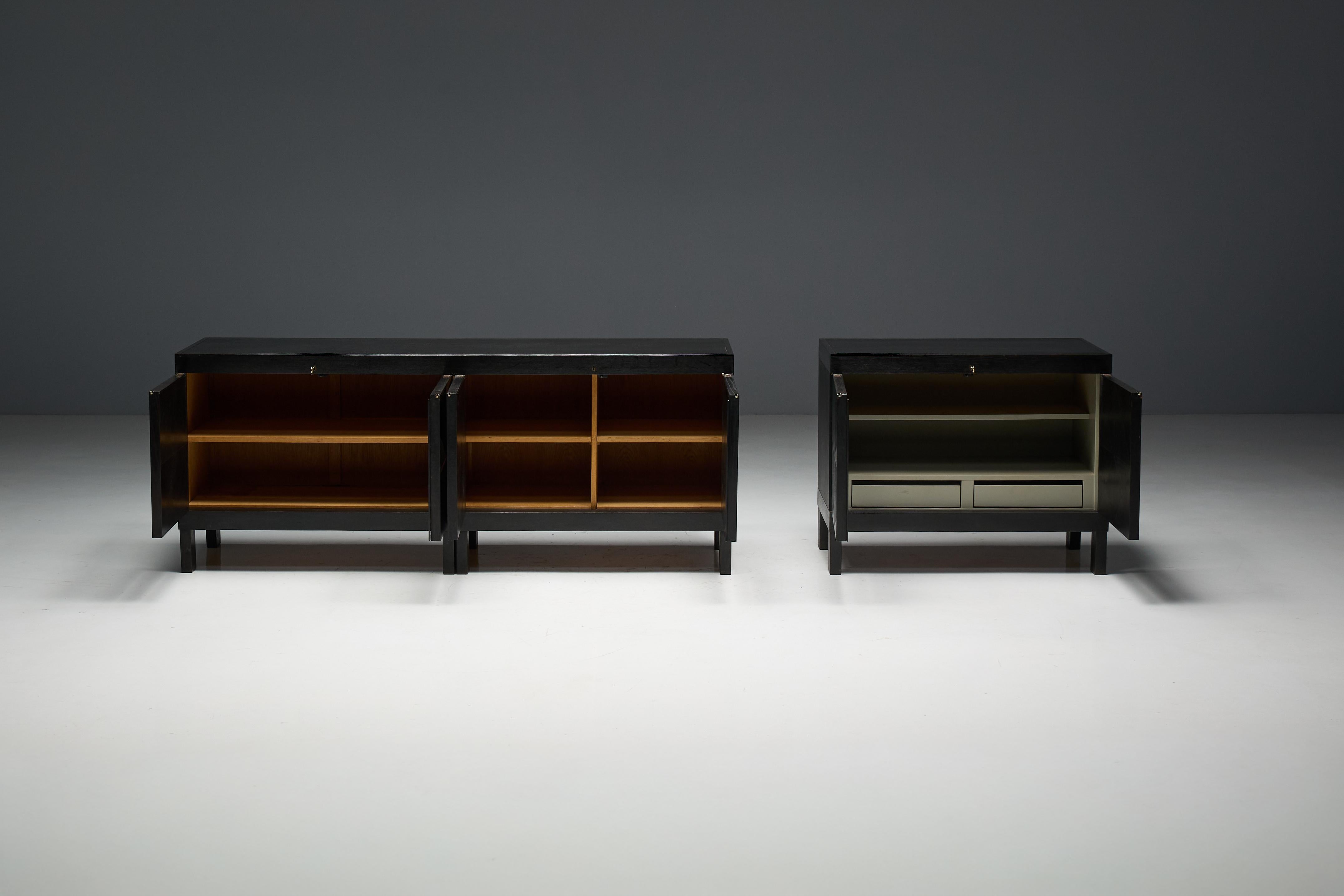 Armoire brutaliste De Coene en Oak Oak teinté, Belgique, années 1970 en vente 8