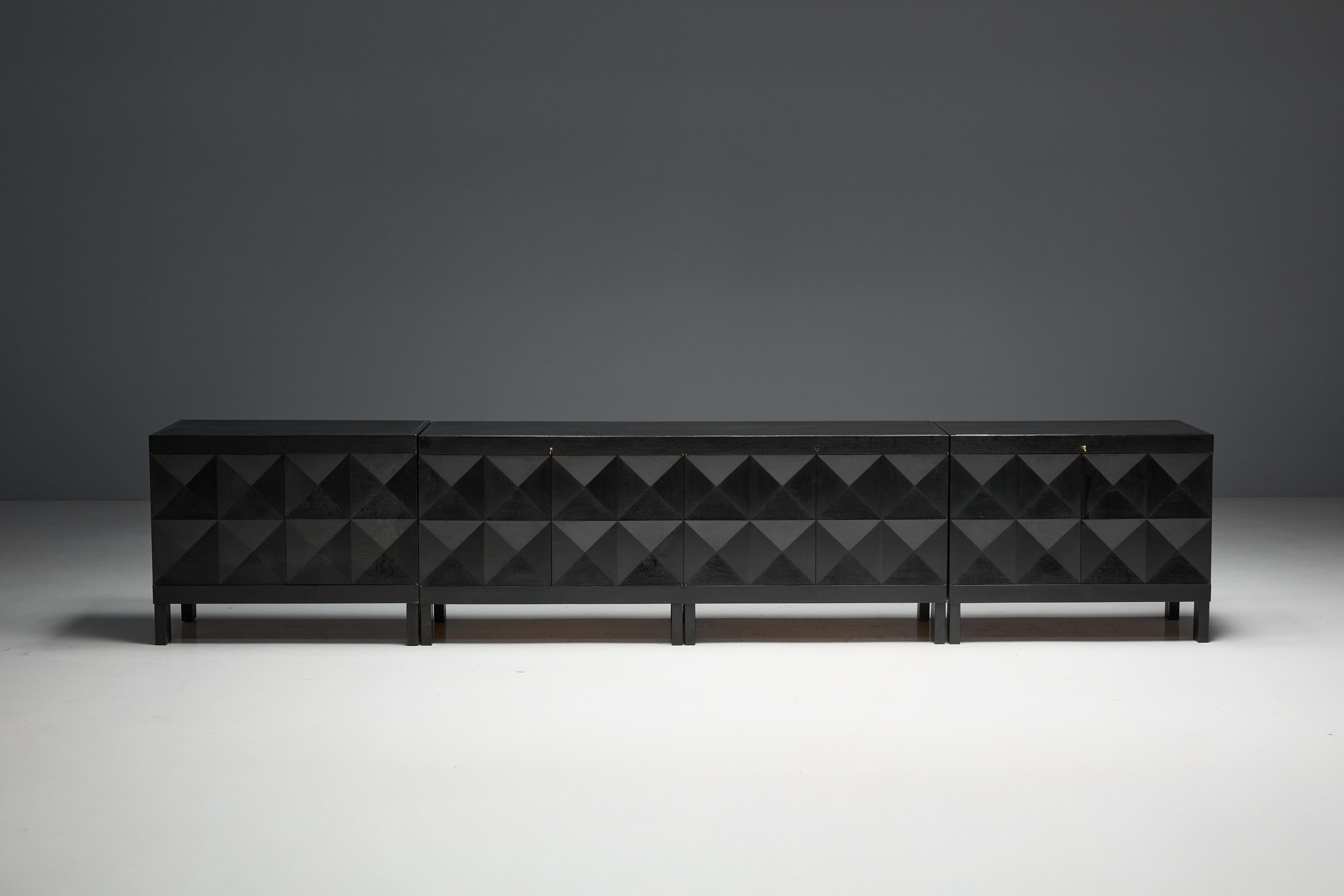 Armoire brutaliste De Coene en Oak Oak teinté, Belgique, années 1970 en vente 10