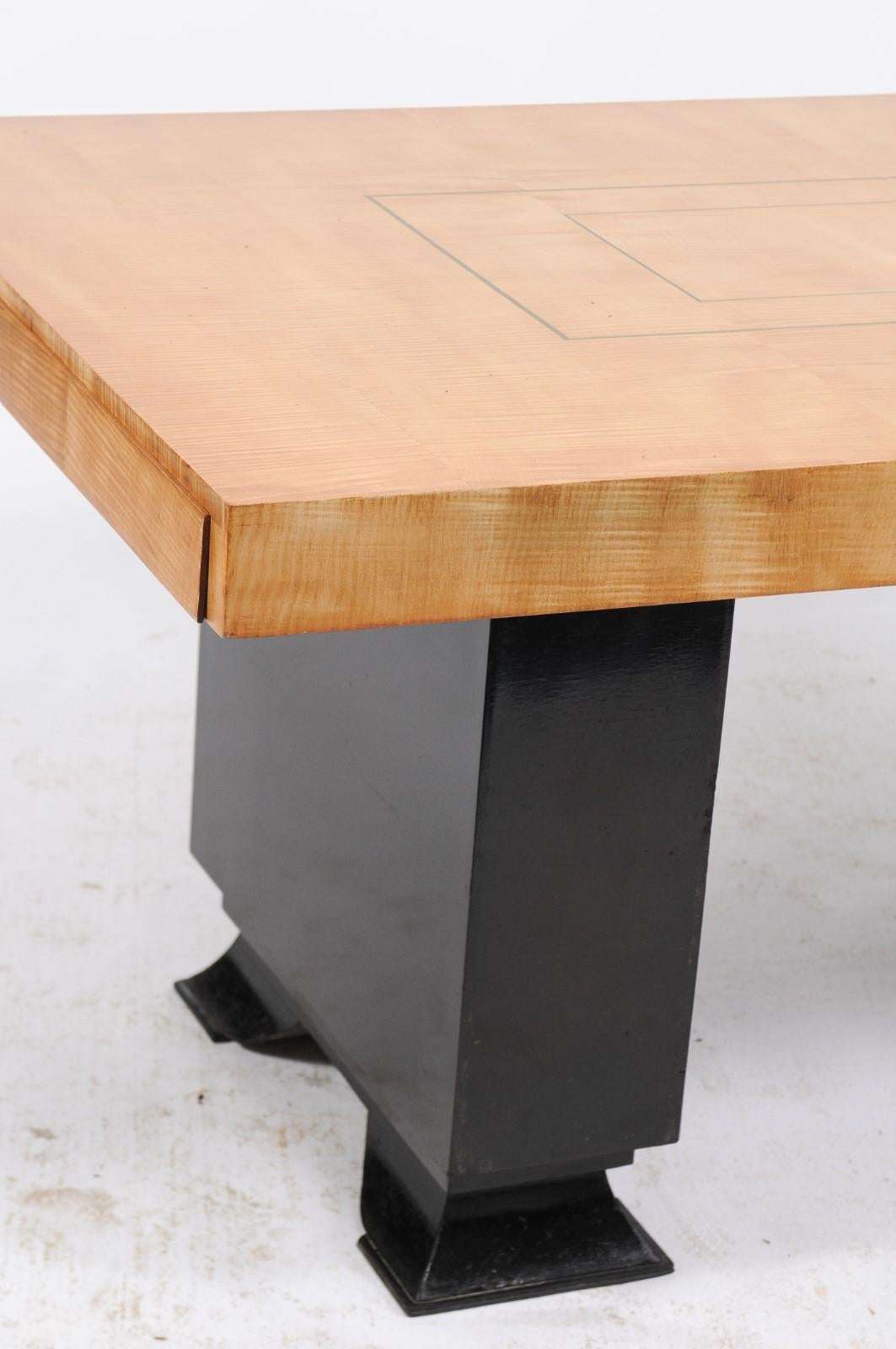 Brutalist 1960s Table with Black Stained Pagoda Style Base 4