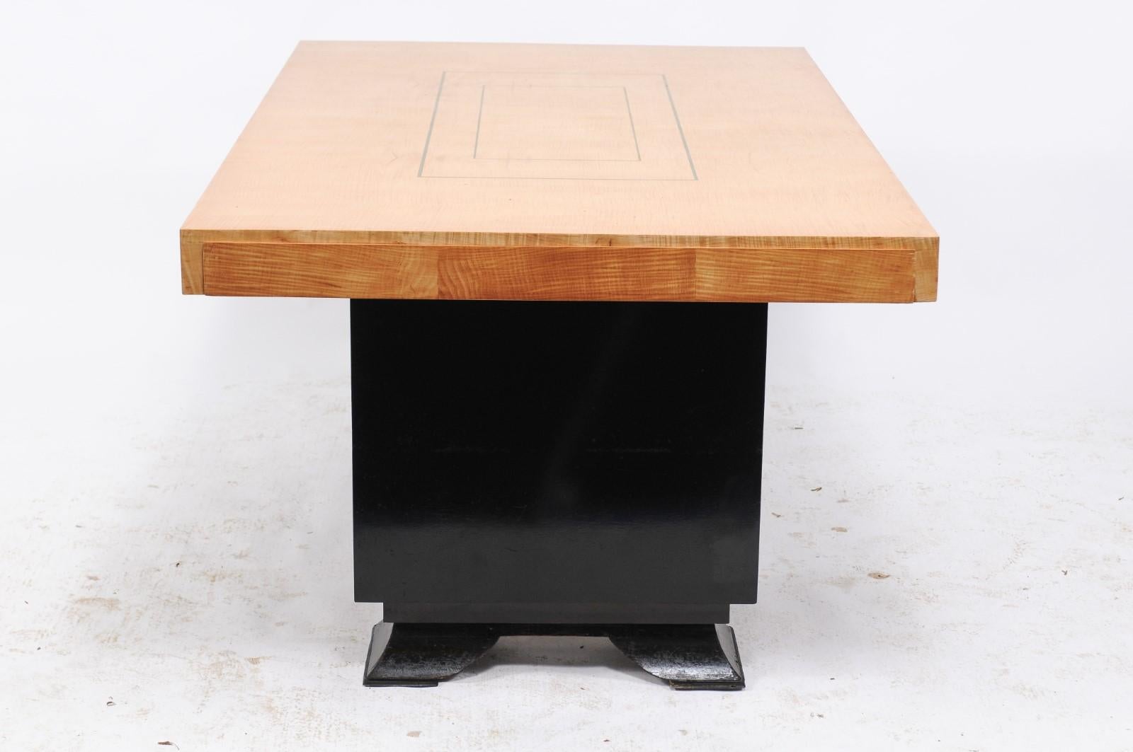 Brutalist 1960s Table with Black Stained Pagoda Style Base In Good Condition In Atlanta, GA