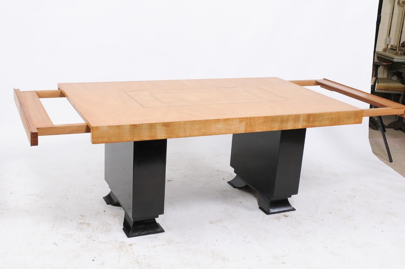 Brutalist 1960s Table with Black Stained Pagoda Style Base 2