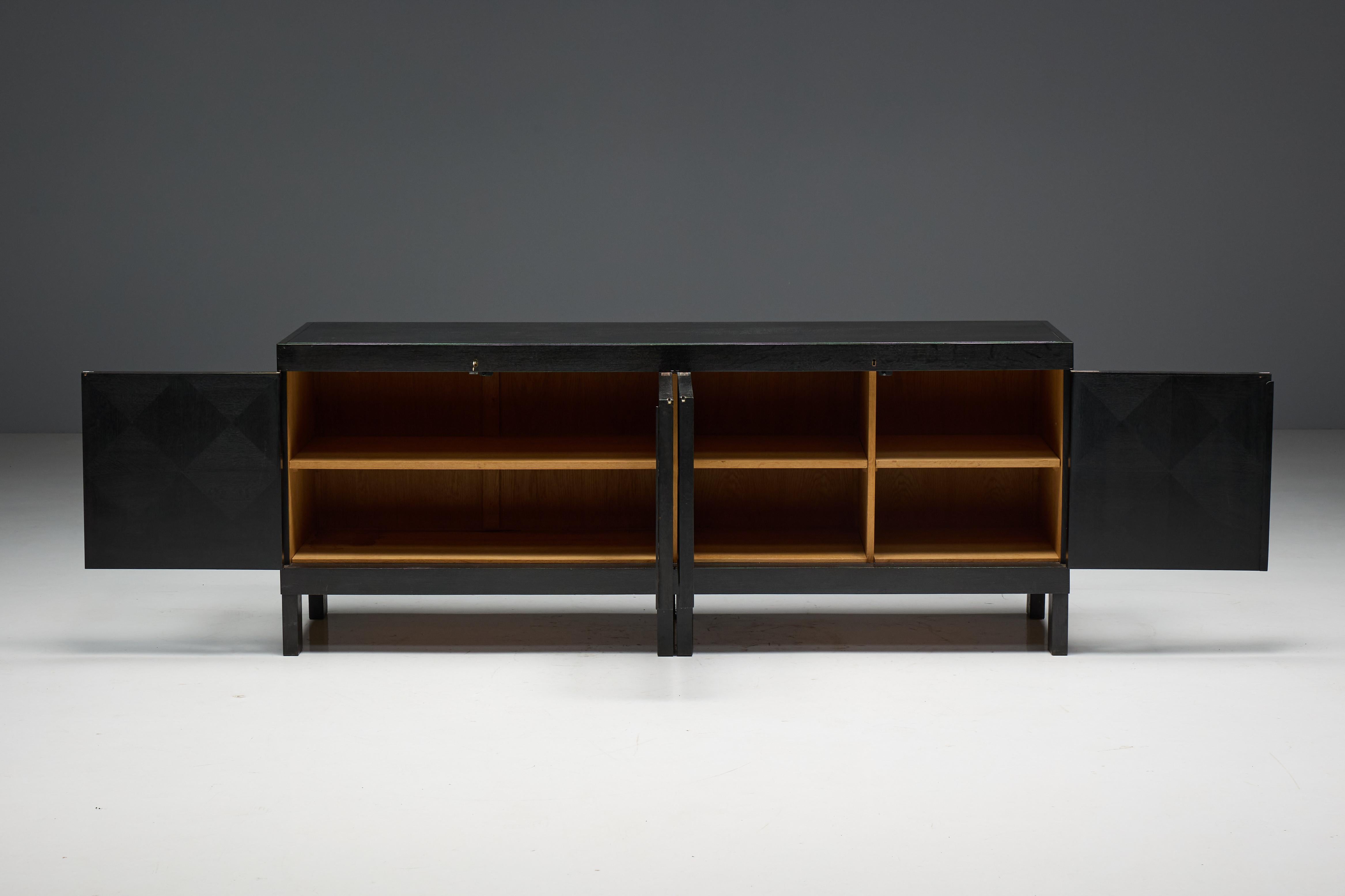 Brutalist De Coene Sideboard in Stained Oak, Belgium, 1970s For Sale 5
