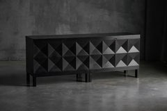 Brutalist De Coene Sideboard in Stained Oak, Belgium, 1970s