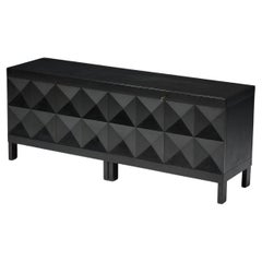 Brutalist De Coene Sideboard in Stained Oak, Belgium, 1970s