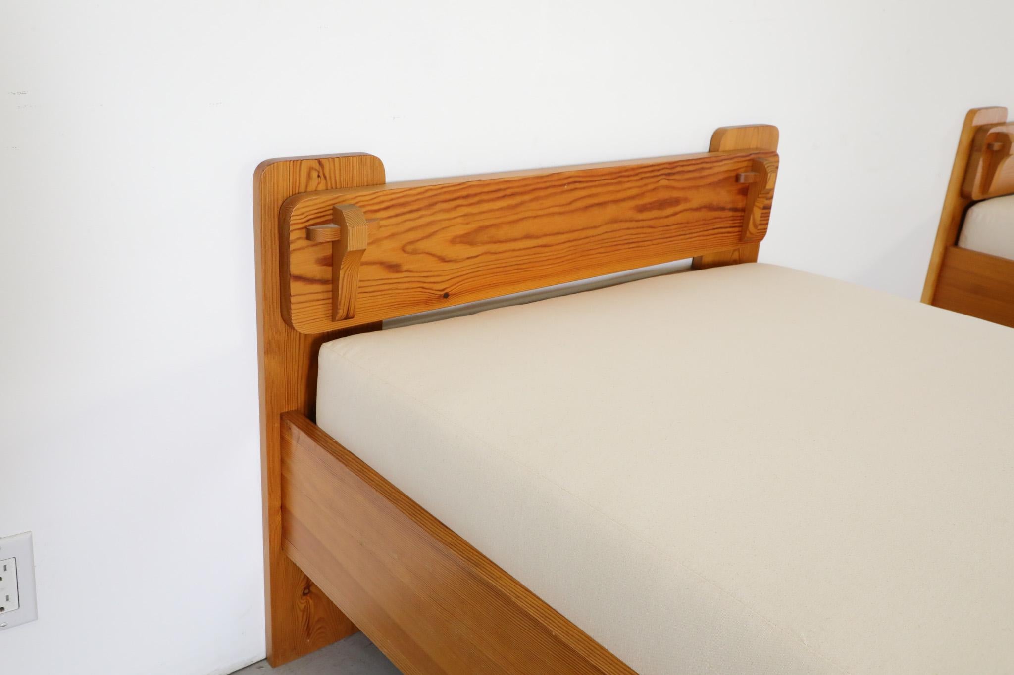 Brutalist De Puydt Attributed Carved Wood Beds For Sale 3