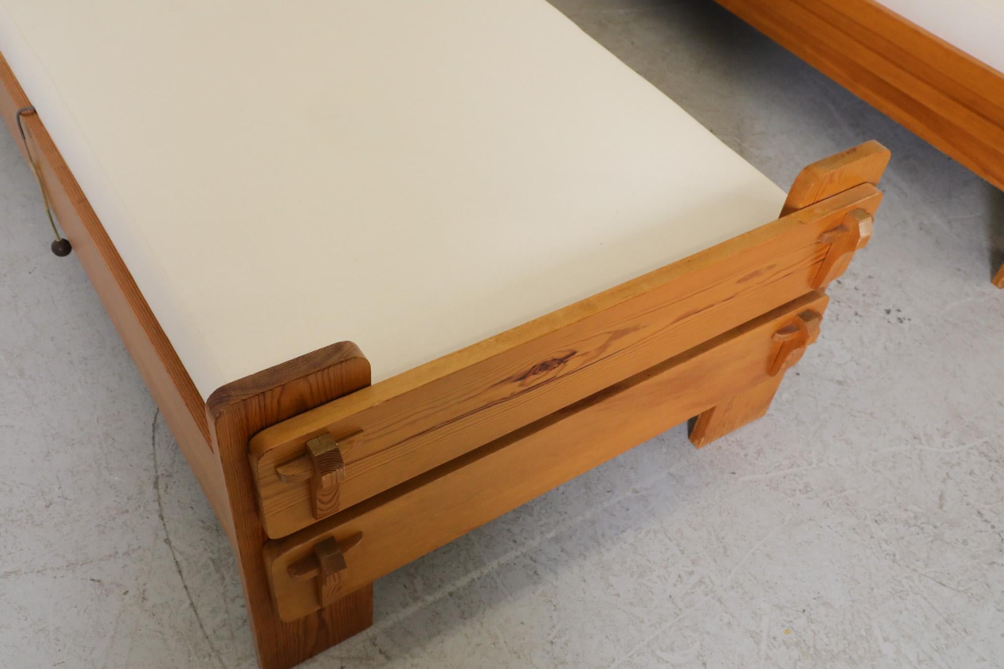 Brutalist De Puydt Attributed Carved Wood Beds For Sale 4