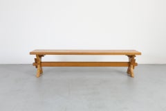 Brutalist De Puydt Attributed Extra Long Belgian Oak Bench