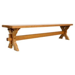 Brutalist De Puydt Attributed Extra Long Belgian Oak Bench