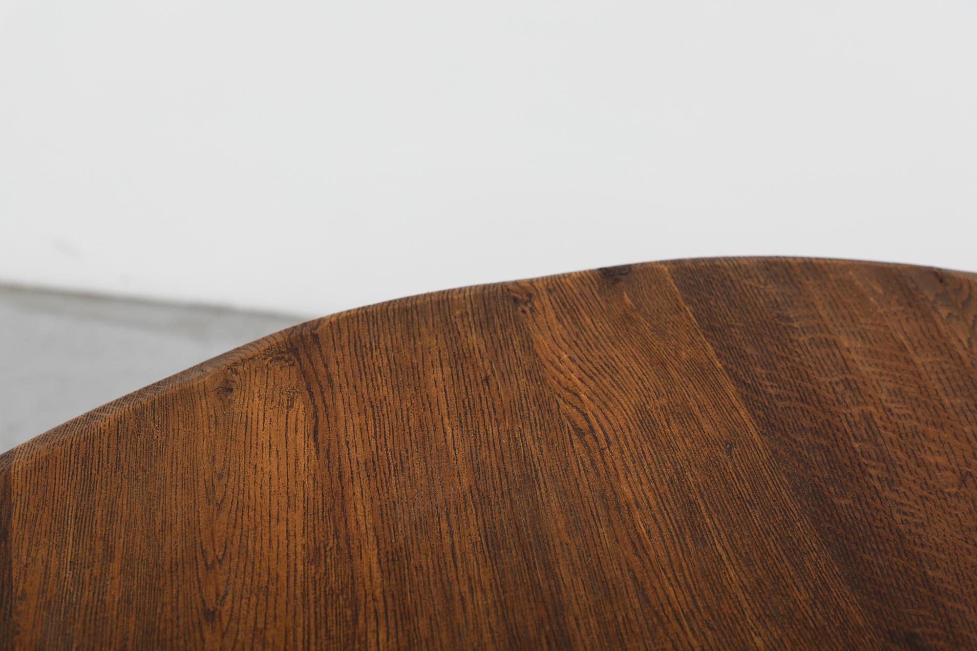 Brutalist De Puydt Round Oak Pedestal Table 6