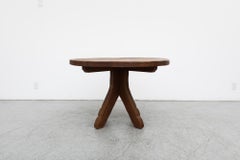 Brutalist De Puydt Round Oak Pedestal Table